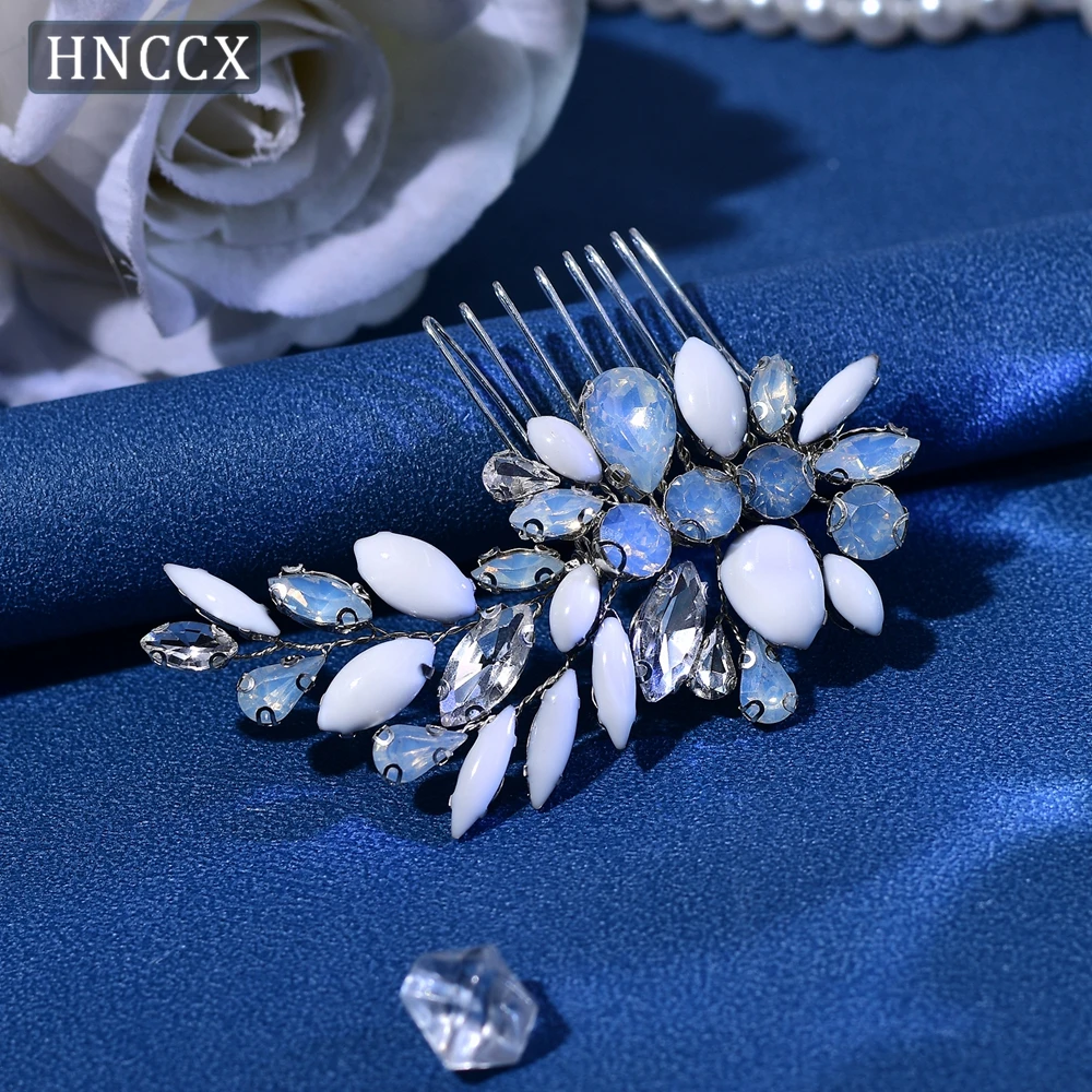 HNCCX-Leite Cor Branca Rhinestone Pente de Cabelo para Mulheres, Noiva Headdress, Wedding Party Headwear, Acessórios Clipe de Cabelo, CP318