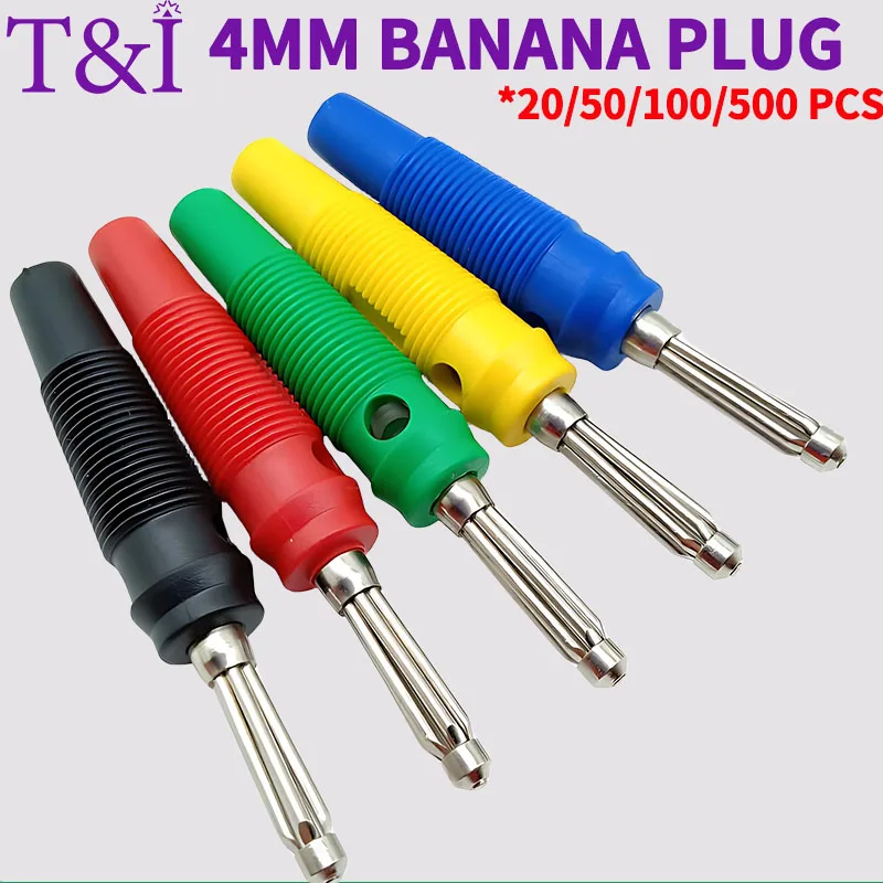 Solderless High Current 4mm Banana Plug with High Elasticity Can Be Stacked on The Side and Fixed with 7 Pins of Connector Screw