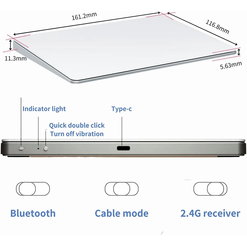 KSTOP Trackpad inalámbrico gestos recargables Bluetooth Touchpad para escritorio/portátil PC Mac Windows iOS