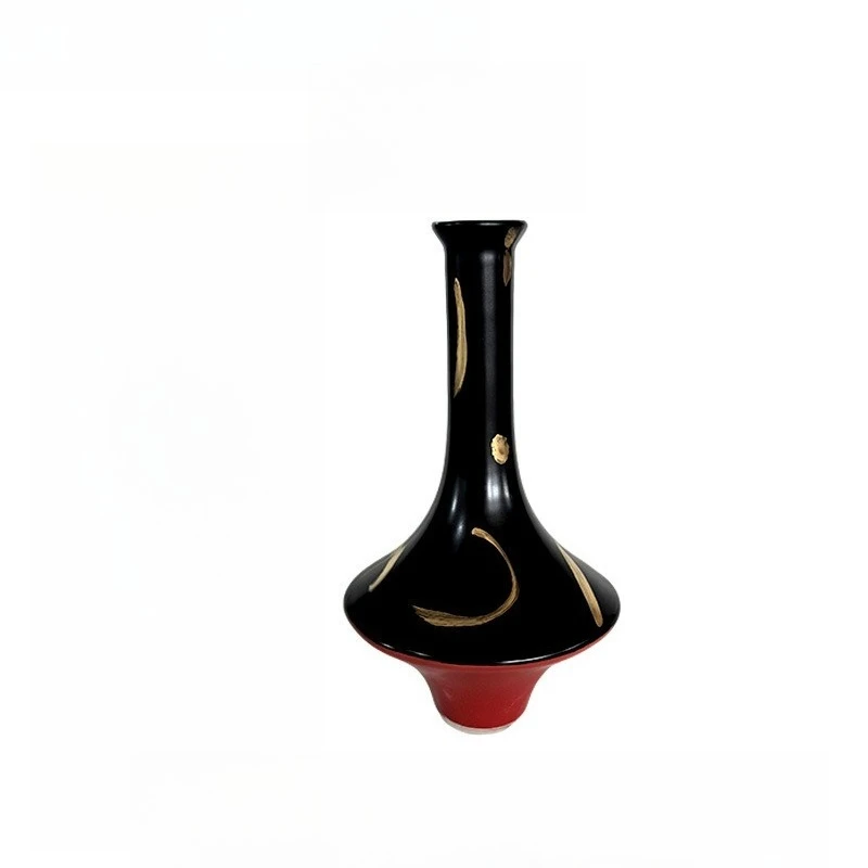 

New Chinese Zen ceramic gold-painted gall vase vase ornament, living room study entrance flower arrangement ornament