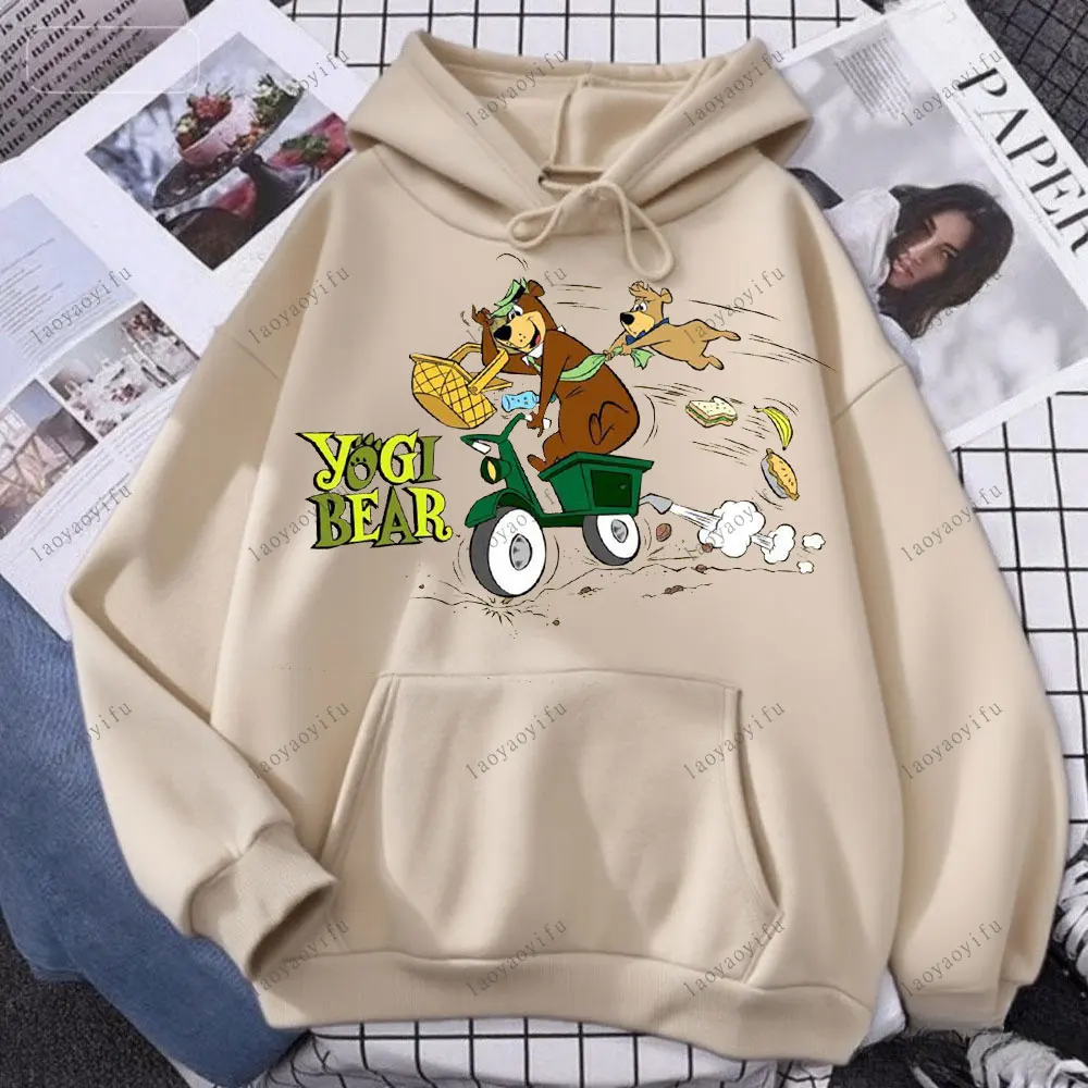 سترة بقلنسوة من The Yogi Bear Show مريحة بأكمام طويلة، سترة كاواي لطيفة مطبوعة برسوم كارتونية للرجال، بدلة رياضية شتوية دافئة #1