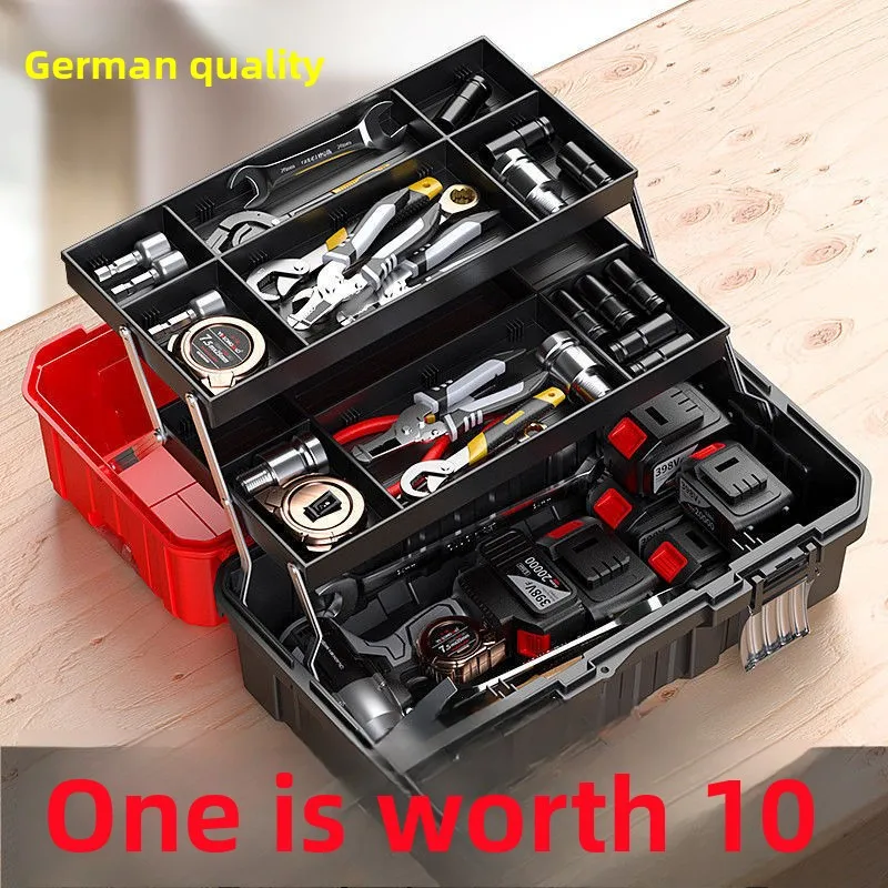 For Car And Household Electrician Hardware German Style Multi-Functional Three-Layer Folding Tool Box Multi-Layer Storage Box