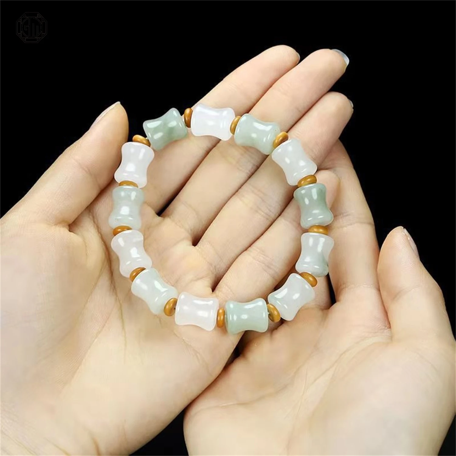 Natural Golden Silk Tianshan Jade Bamboo Joint Bead Bracelet for Women Green Stone Wrist Jewelry Adjustable Hand Chain