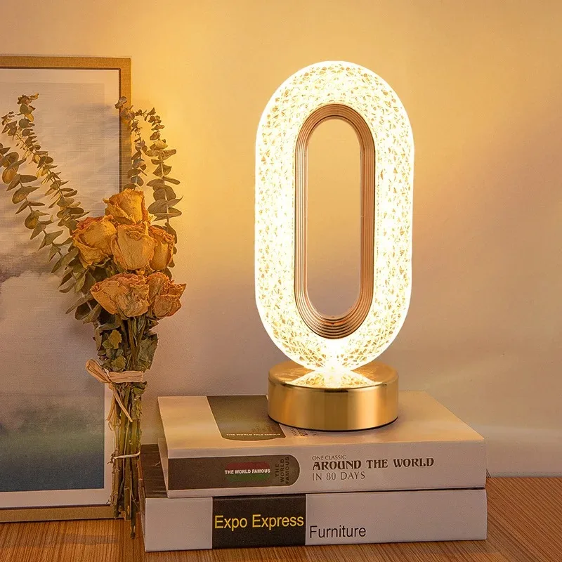

Crystal Touch Dimming Night Light Girls Room Home Bedroom Decor Aesthetics USB Bedside LED Ambient Table 3D Moon Lamp