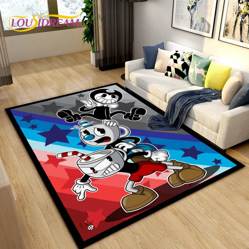 Cuphead and Mugman,Game Gamer Area Rug,Carpet Rug for Living Room Bedroom Sofa Doormat Decoration, Kids Play Non-slip Floor Mat
