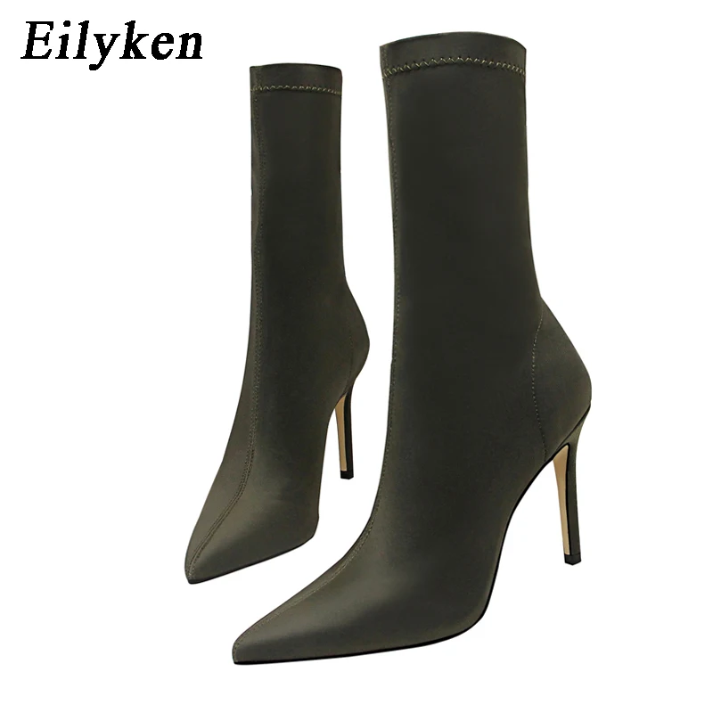 Eilyken Plus 35-42 Autumn Winter Design Stiletto High Heels Sock Boots Women Pointed Toe Party Fashion Ankle Booties Shoes