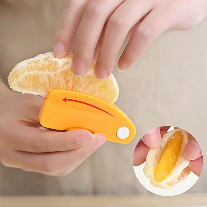 1/2pcs Orange Peeler, Plastic Folding Handle Fruit Peeler Tool, Vegetable Fruit Cutter, Creative Lemon Grapefruit Peeler