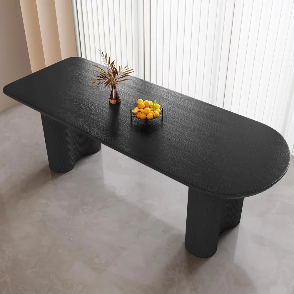 Oval Black Dining Table for 4,6,8, 70