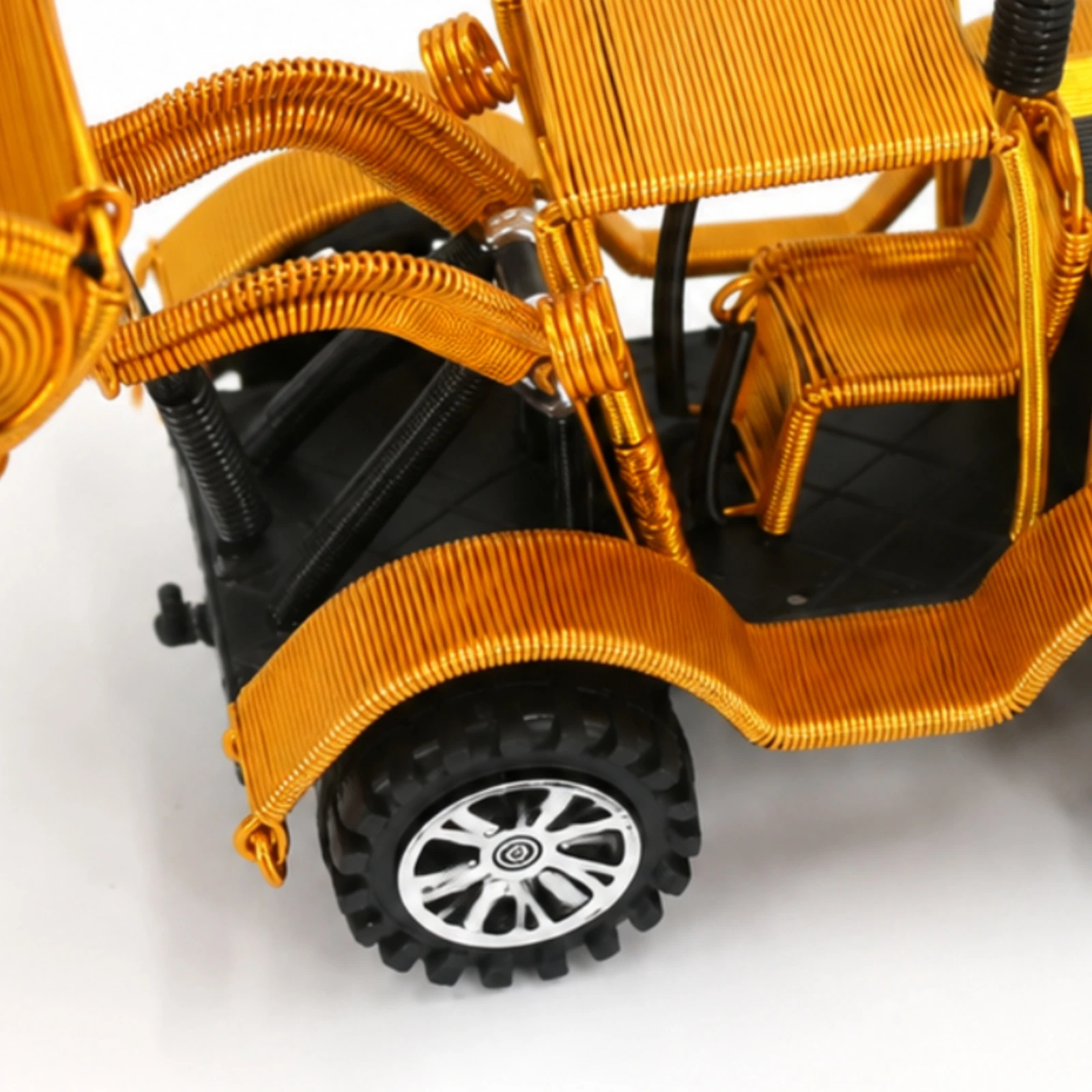 Wire-Crafted Wheel Loader with Rotating Wheels Sculptural Anodized Aluminum Wire Loader Toy Long-Lasting Lightweight