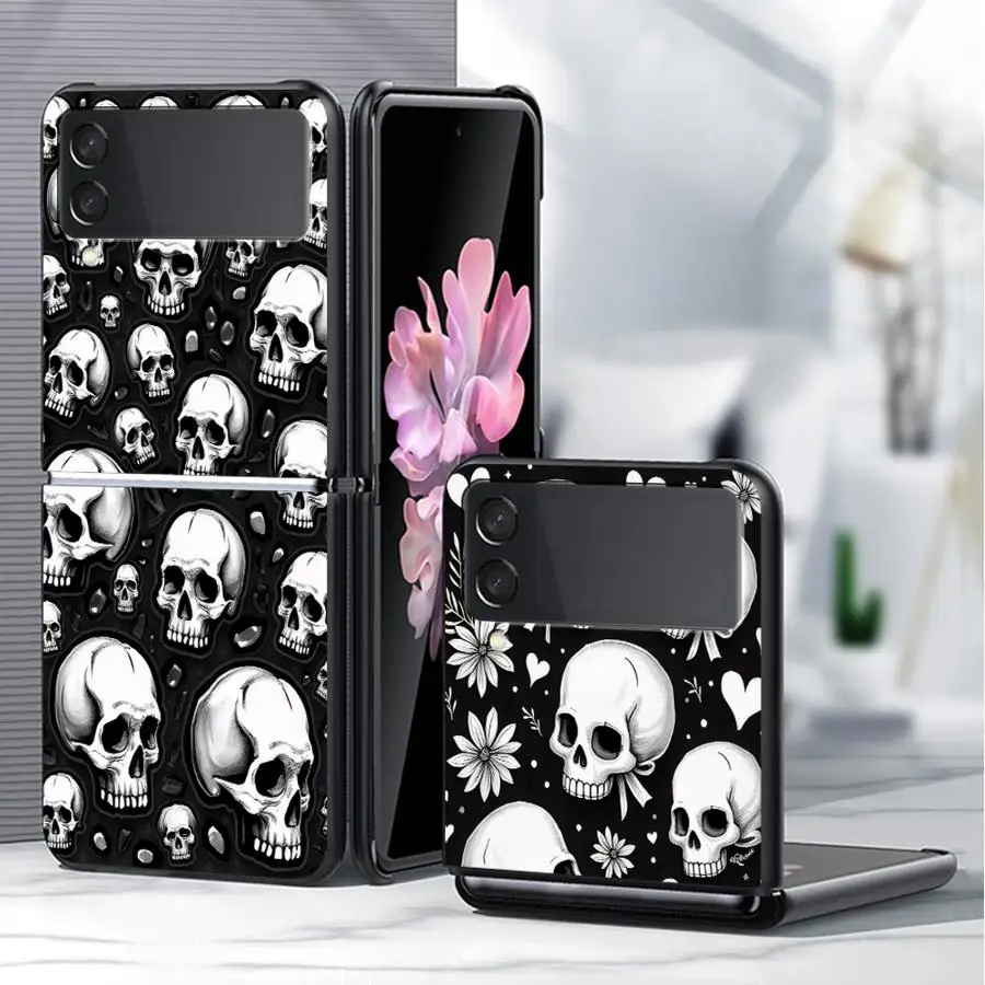 Case for Samsung Galaxy Z Flip 7 6 5 4 3 ZFlip3 ZFlip5 ZFlip4 ZFlip7 FE ZFlip6 Hard Phone Cover Skull Smiling Face
