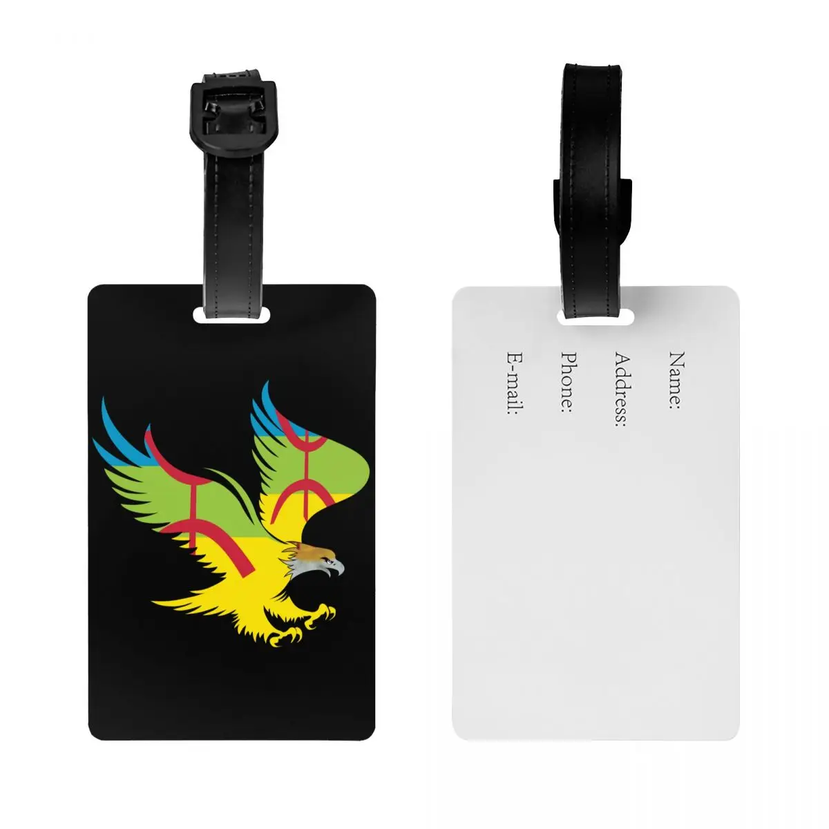 Etiqueta de bagagem personalizada com águia, bandeira Amazigh, águia crescente, patriótico, tifinagh, berbere, orgulhoso, etiquetas de bagagem, etiquetas de viagem, mala