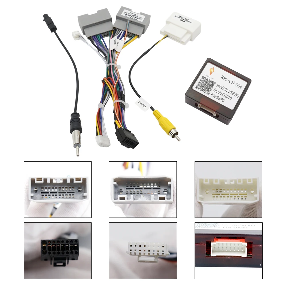 16 Pin Car Radio Wiring Harness Adapter With CANBUS & Rear Camera Plug For Chrysler 300C Wrangler Compass Grand Cherokee