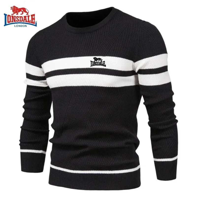Autumn and Winter Embroidered Round Neck Long Sleeved Warm Sweater for Men Luxury Fashion Casual Comfortable Polo Top