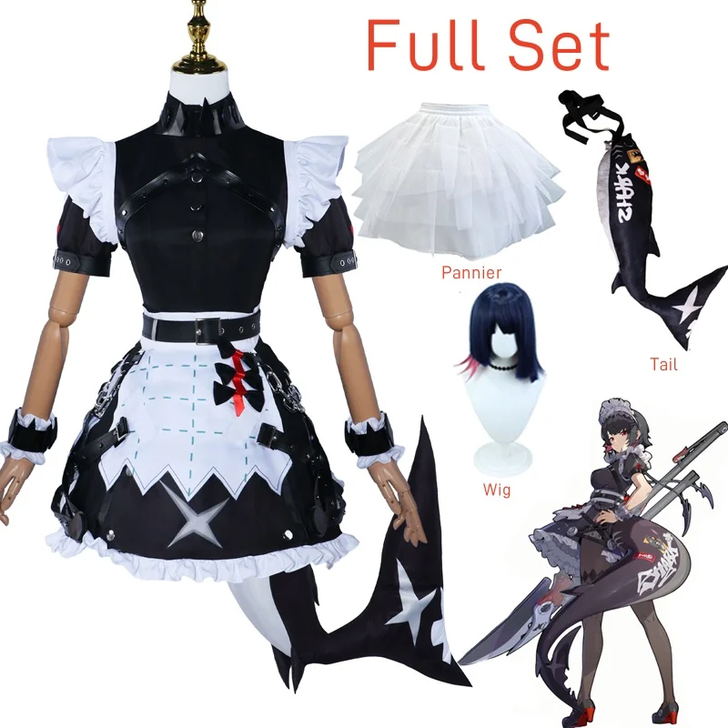 Zone Zero Ellen Joe Cosplay Costume Wig Maid Dress Uniform Tail Victoria Housekeeping New Eridu Halloween Party Women image 3