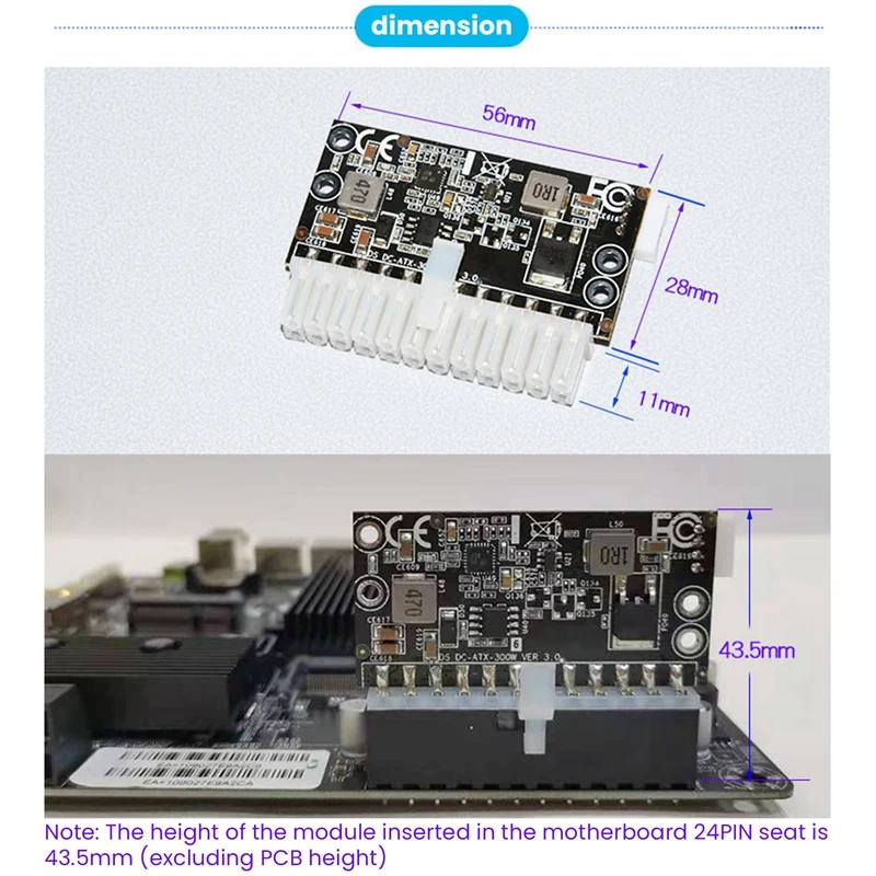 High Power 300W 12V DC5.5X2.5MM Input DC-ATX PSU Pico ATX Switch Mining PSU 24Pin MINI ITX DC ATX 12V 300W Power Supply