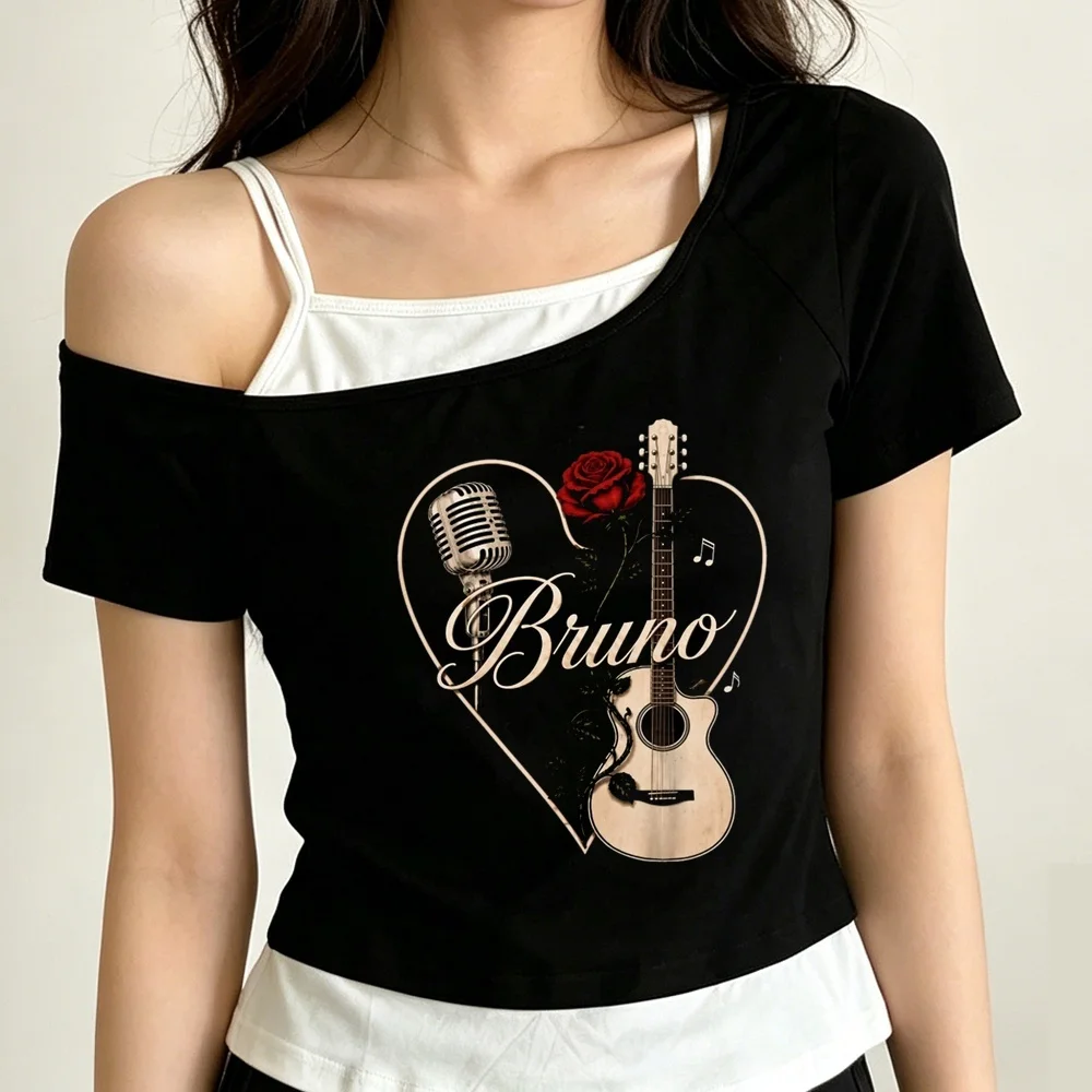 Bruno Mars cropped top women summer funny baddie gothic harajuku t-shirt cute clearance sales japan