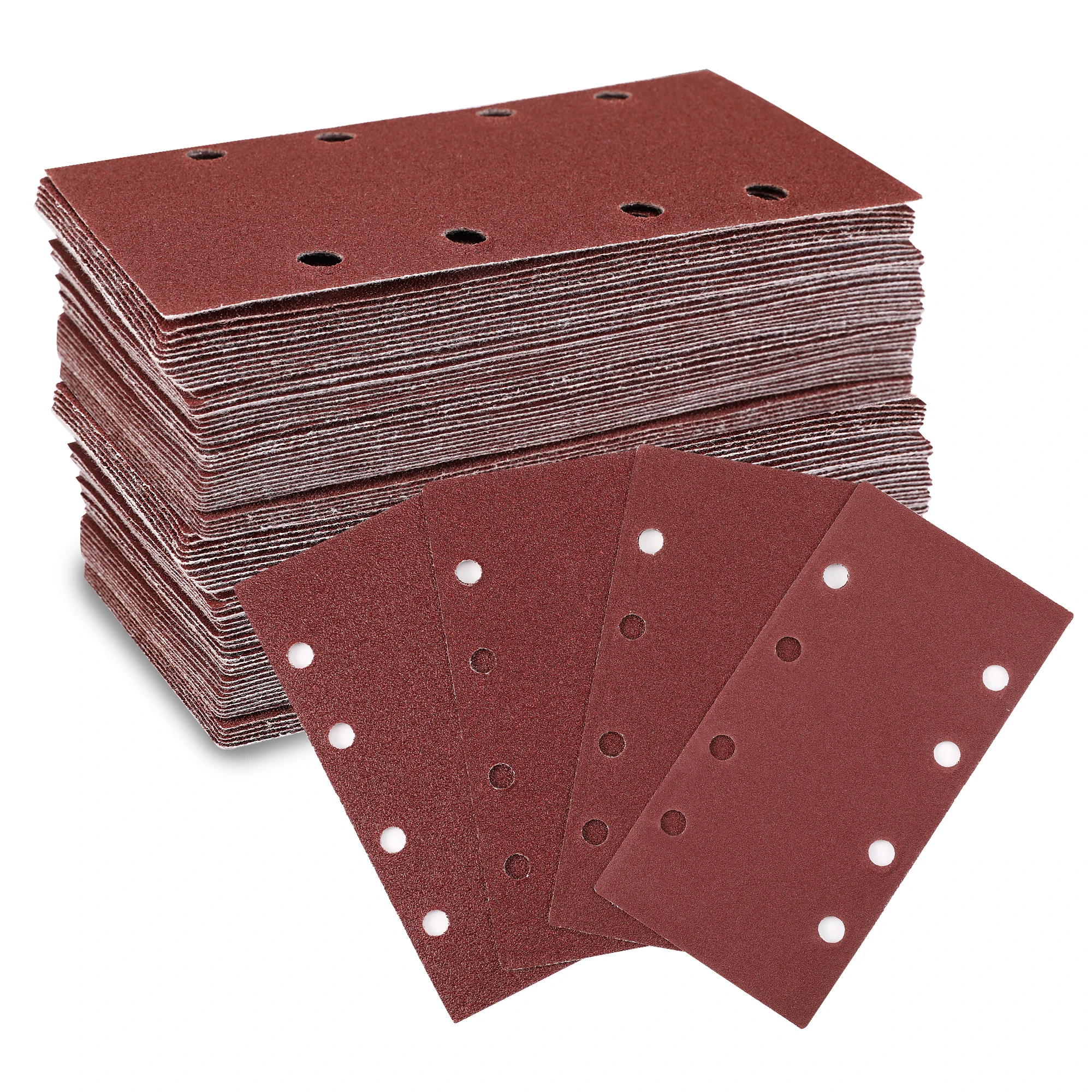 WORKPRO Sanding Sheets 100 Pieces 93 x 185mm Hook and Loop Sandpaper with 8 Holes Sanding Pads Assorted