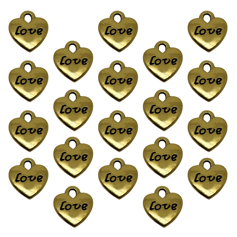 

20pcs Heart Shape Alloy Love Pendants for Necklace Bracelet DIY Jewelry Making Charms Gold Color Durable Special Gift Idea