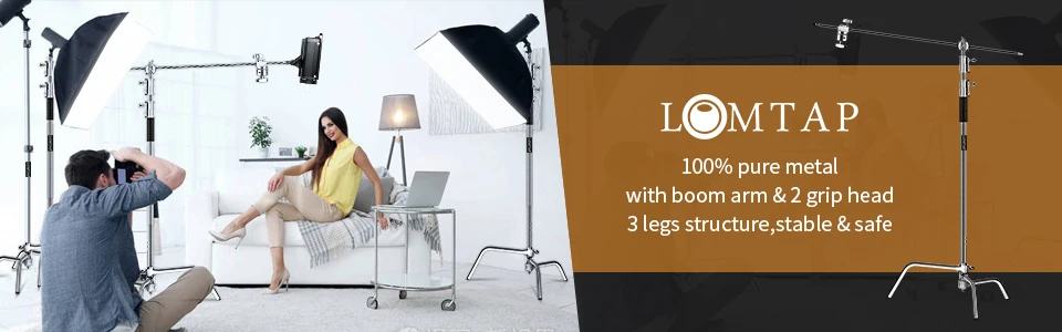 260cm Stainless Photography Tripod C-stand Light Stand 100% Metal 8.53ft With Boom Arm Professional For Photo Studio Softbox