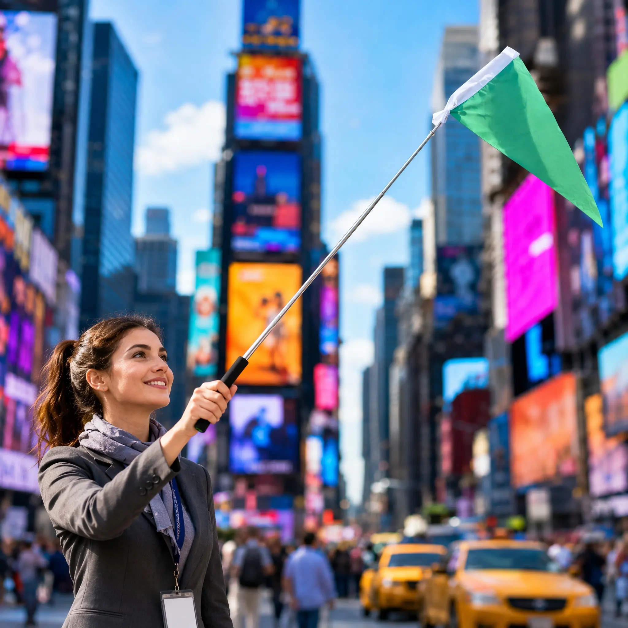 Adjustable Portable Tour Guide Flag with Retractable Telescopic Pole Bright Color Non Slip Design for Outdoor Activities Tour