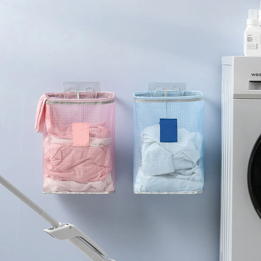 

Wall Mounted Dirty Clothes Basket Foldable Nylon Storage Bin for Bathroom Dorm Bedroom Closet Laundry Box Container