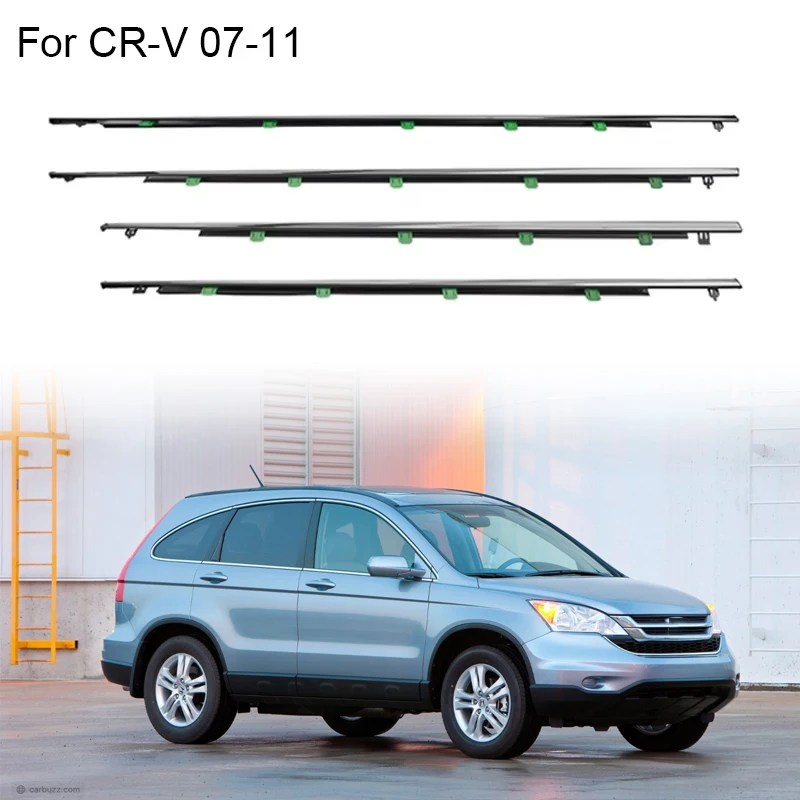 4Pcs Chrome Window Rubber Trim For Honda CRV 2007-2011 Weatherstrip Seal Strips Door Moulding Window Glass Trim 72410-SWA-A01