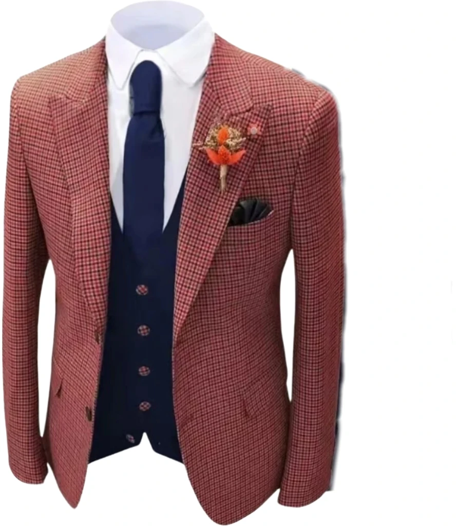 سترة كلاسيكية منقوشة واحدة بدلة رجالي بقصة ضيقة بدلة رجالية مع طية صدر السترة لحفلات الزفاف مع طية صدر مدببة عتيقة لحفلات الزفاف #3