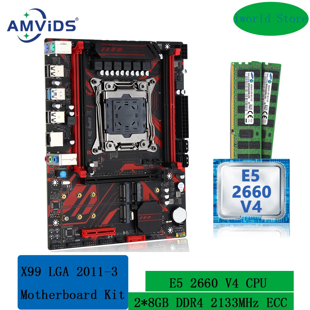 

kit xeon x99 motherboard processor and memory combo LGA 2011 v3 E5 2660 V4 16GB 2133MHz DDR4 ECC Set M.2 NVME