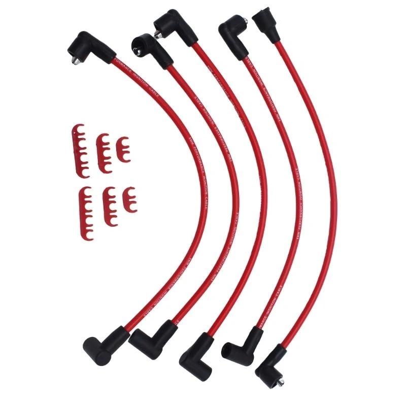 Precisions Ignitions Wires with 90 Degree Elbow Heat Resistant Plugs Wire set for 4 Cylinders Engines in Antique