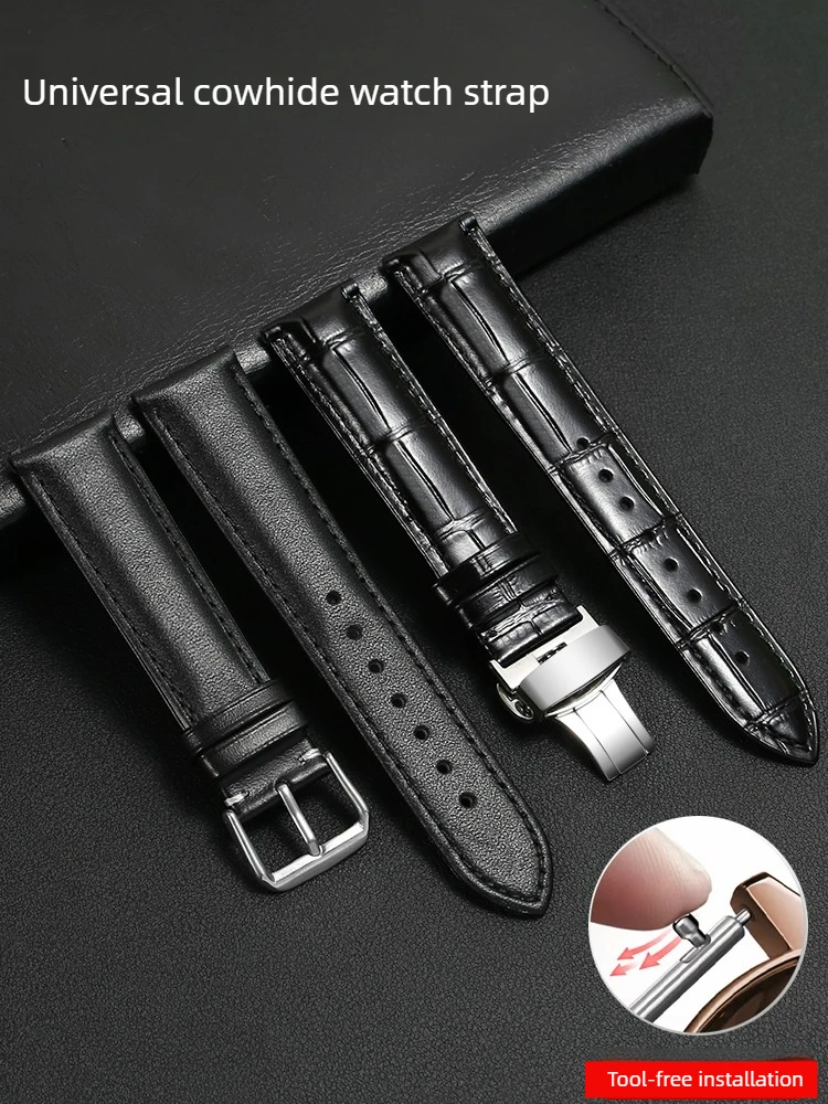 Calfskin Watch Strap, Switch Raw Ear, Quick Release 16 18 20 22MM for Men and Women Suitable for Tissot Longines Strap