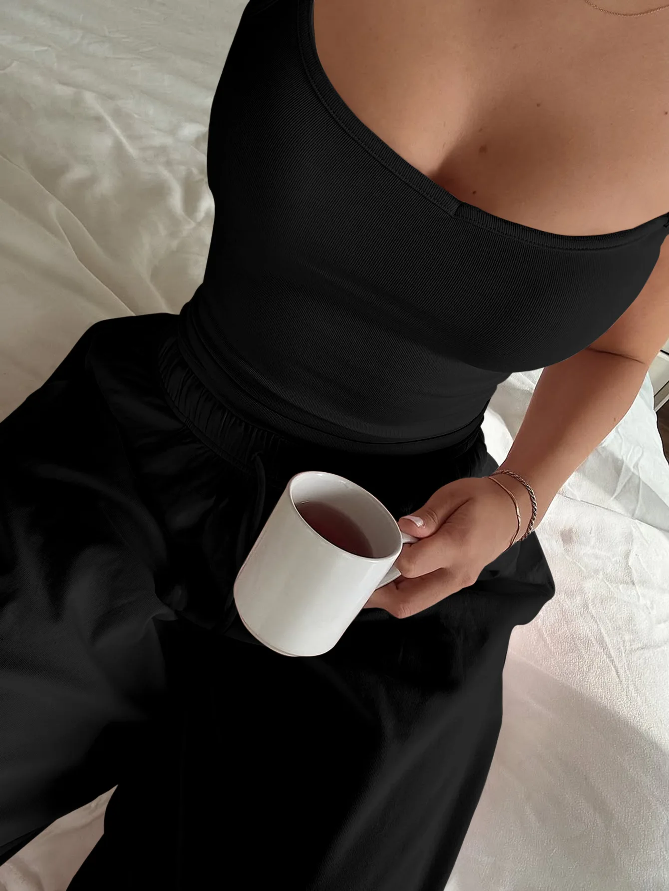 2025 New Two-piece-set Y2K Sports Camisole Solid Color Trousers Suit Women's Clothing Matching Sets Pant Sets