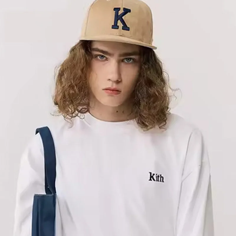 

Hot Sales Autumn Korean Style Small Icon Embroidery Tees Classic Fashion Solid Simple Man Loose Long Sleeve Cotton T-shirt Tops