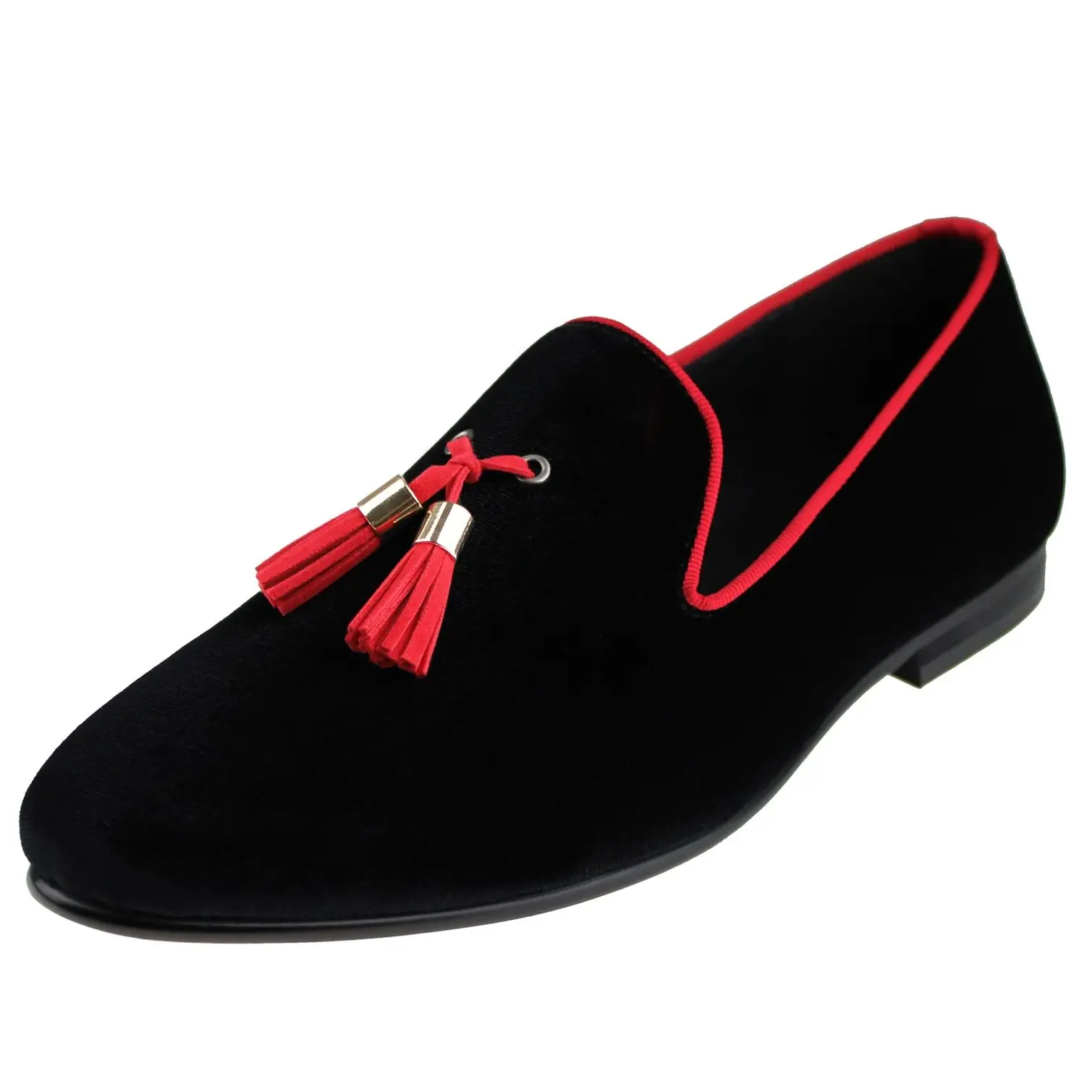 

Harpelunde Tassels Men Wedding Dress Shoes Black Velvet Loafer Shoes Prom Smoking Slippers Big Size Footwear