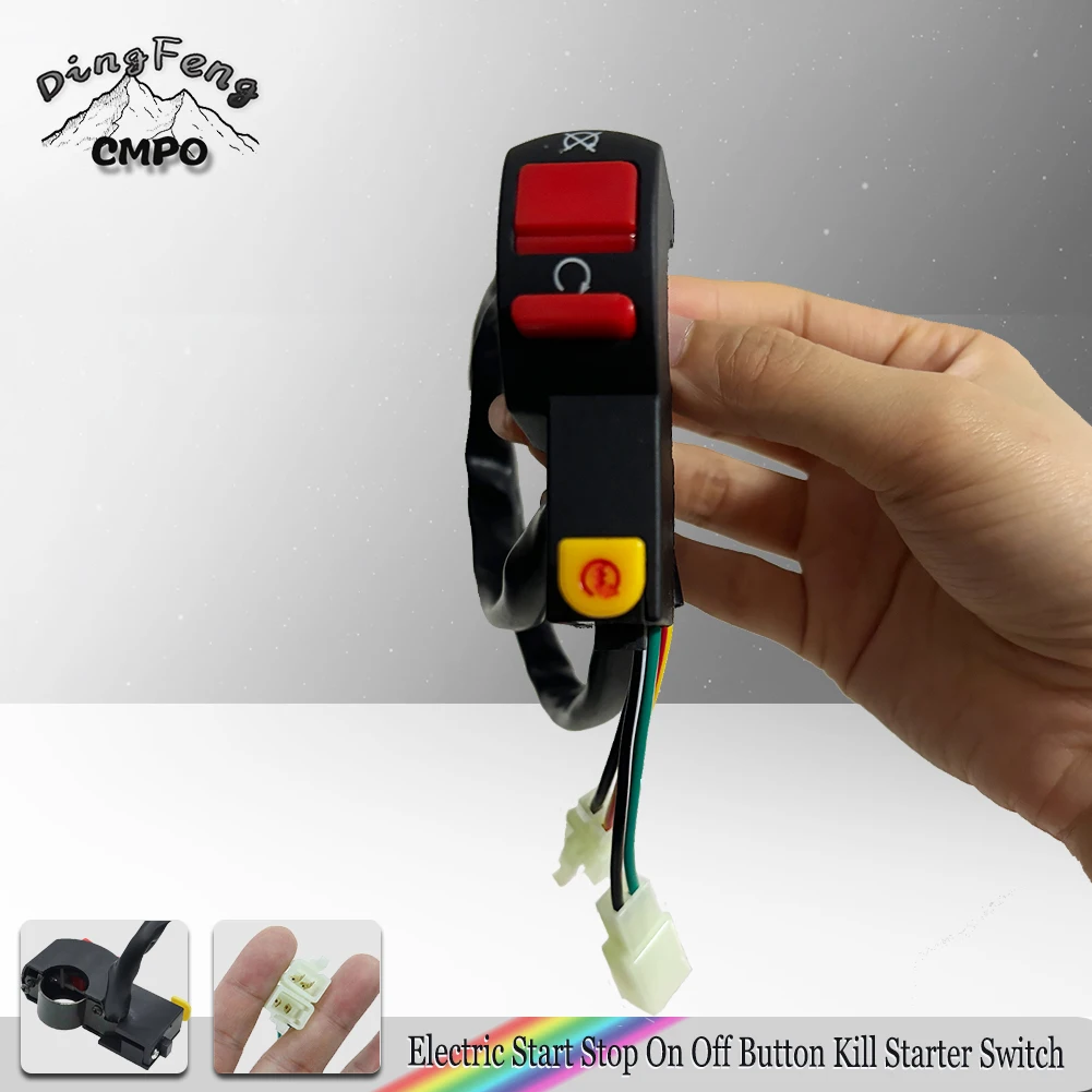 Electric Start Stop On Off Button Kill Starter Flameout Switch Motorcycle Dirt ATV Quad Bike On-Off Toggle Switch Push-Button