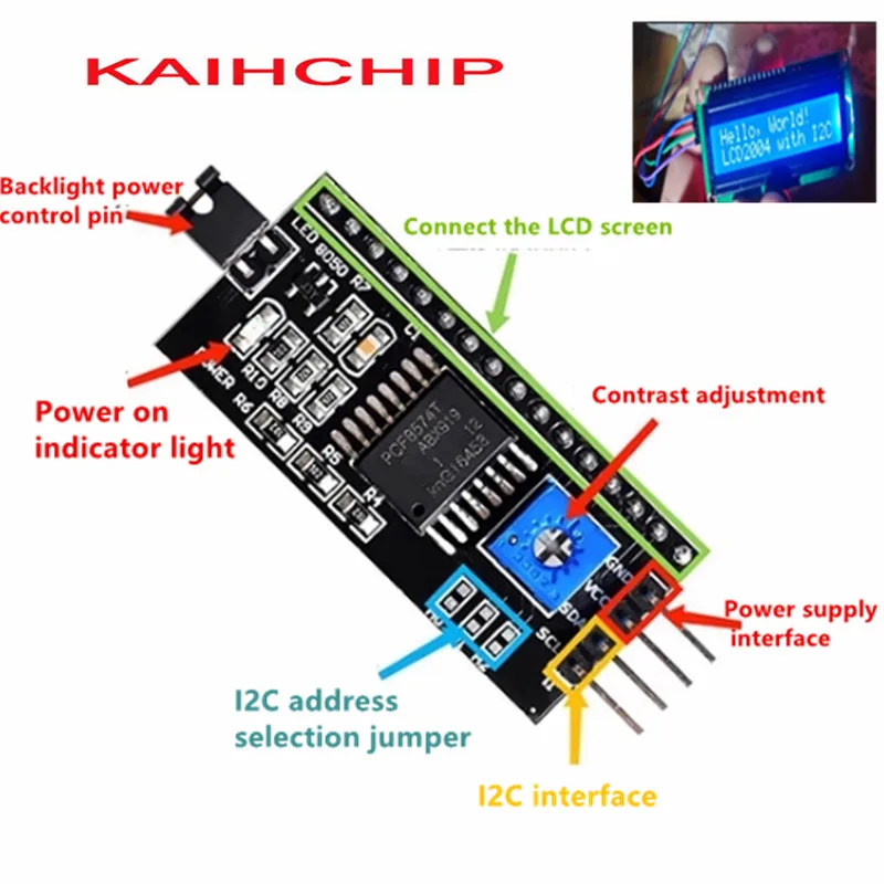 10pcs PCF8574 IIC/I2C/TWI/SPI Interface Module SAMIORE ROBOT Serial Board Module Port for 1602 LCD Displayfor Arduino