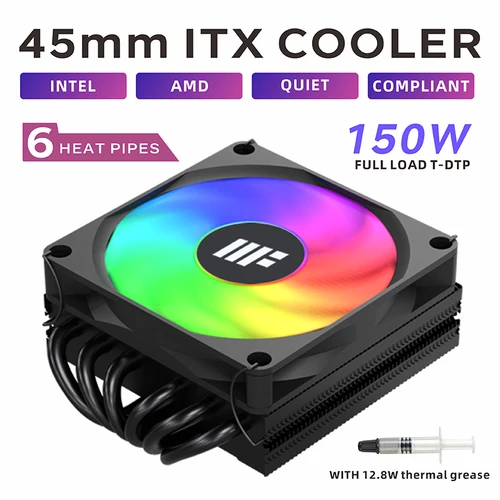 Imagen 2 del producto METALFISH-enfriador de CPU de perfil bajo DH450, 45mm, 6 heatpipes, radiador de CPU ITX, ventilador PWM de 9CM, para LGA 1700 1200 2011 AM4 AM5