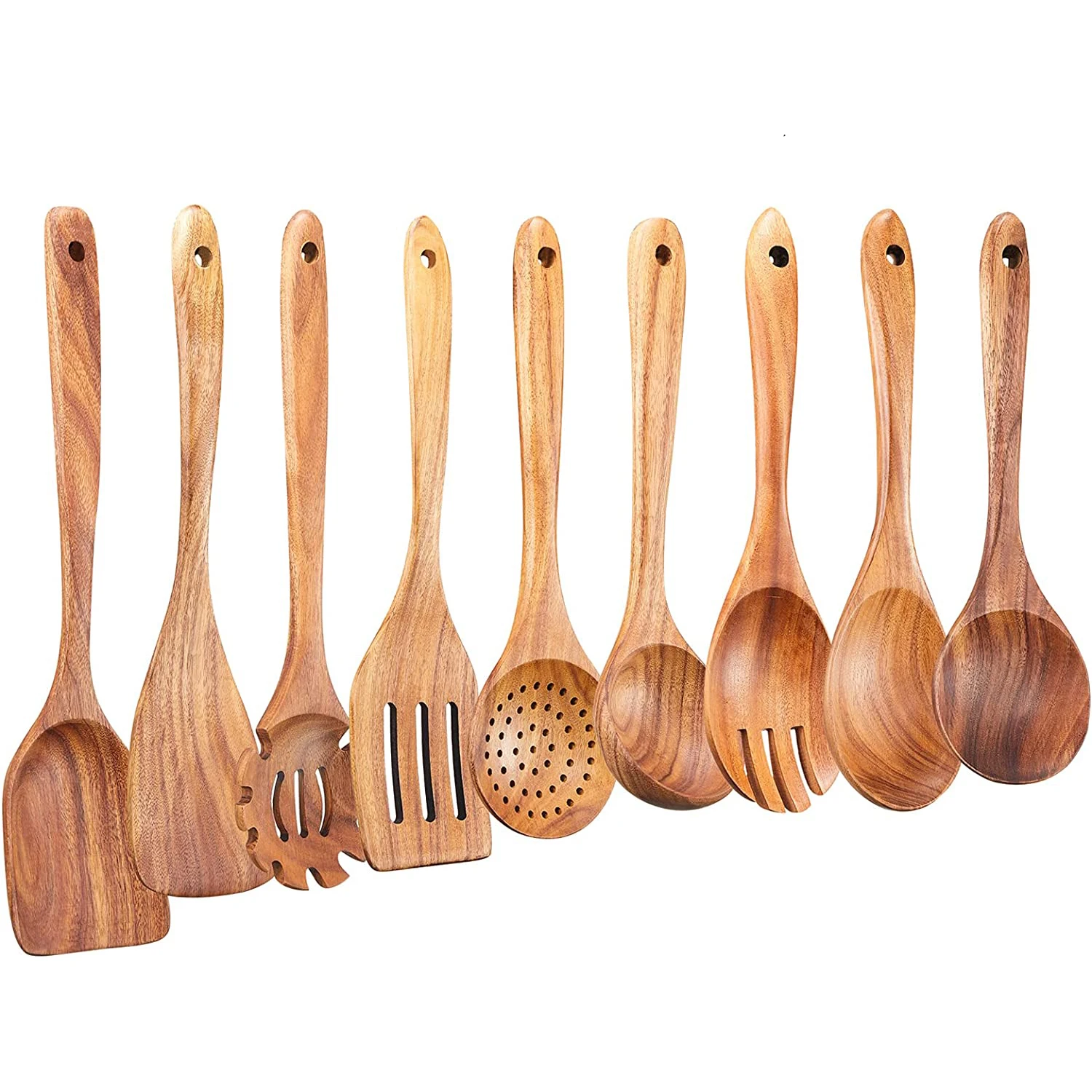 

9pcs Wooden Utensils for Cooking, Wood Utensil Set for Kitchen, Wooden Spoon