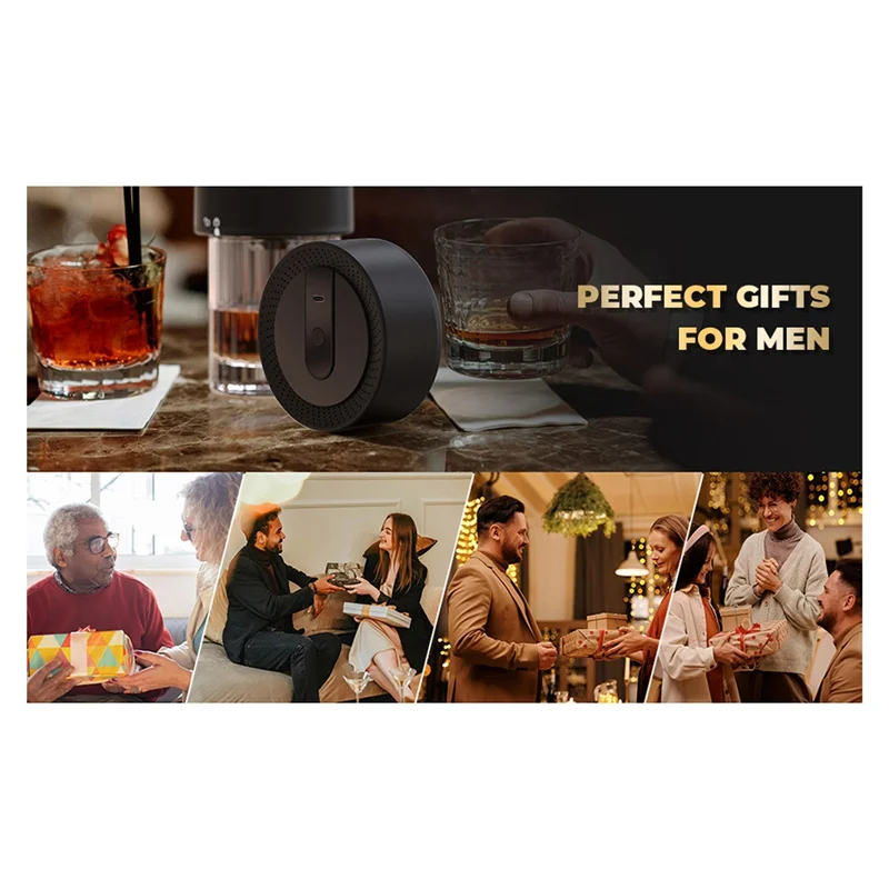 A74G-Electric Whisky Smoker Kit, USB Rechargeable, Flameless Design, Adapting Multiple Whisky Sets, Ideal Gift For Men