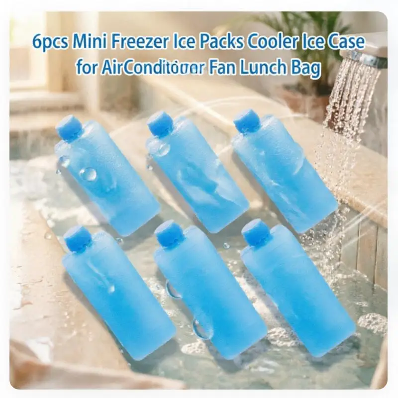 6pcs Reusable Water-Filled Freezer Ice Boxes Mini Freezer Ice Pack Cooler Ice Case For Air Conditioner Fan Lunch Bag 11.5x4x3 Cm