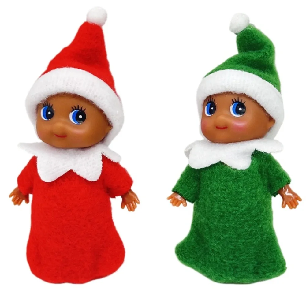 1/2Pcs Christmas Elf Doll Small Baby Twins in Bib Miniature Accessories Boy and Girl Toy Suitable for Xmas New Year Decorations