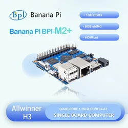 Banana Pi BPI-M2+ Plus Allwinner H3 Quad-core Cortex-A7 1GB DDR3 8GB eMMC Support HDMI WiFi BT CSI Run Android Ubuntu Debian