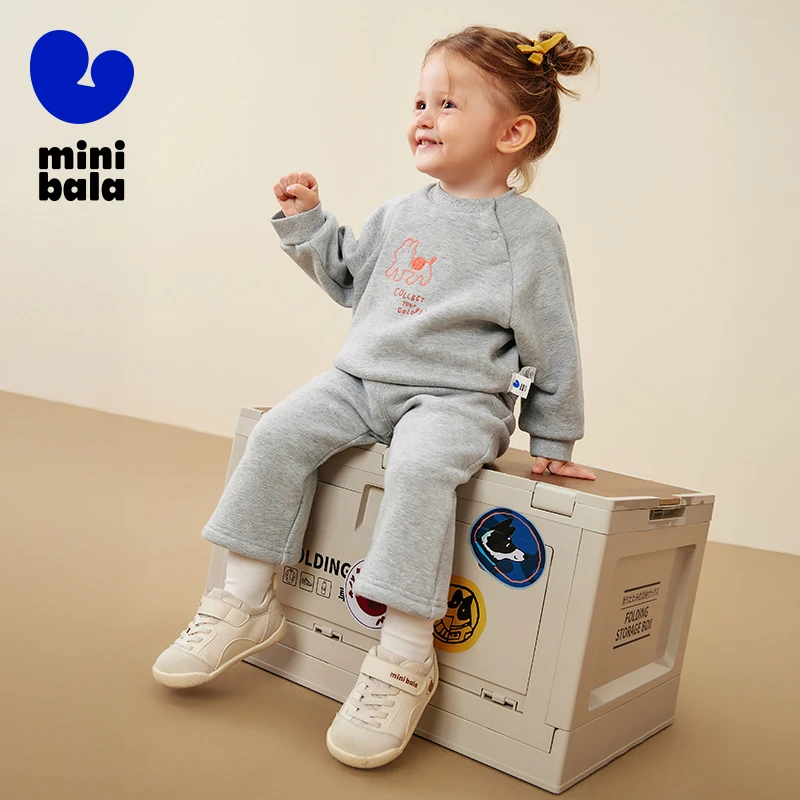 طقم ميني بالا للفتيات مكون من قطعتين لشتاء 2025، هوديي وسروال قطني جديد قابل للتمدد #2