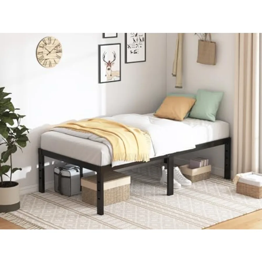 

Bed Frame - 18 in Sturdy Platform Bed Frame Size Heavy Duty Metal Bed Frame No Box Spring Needed Quick and Easy Assembly No Noi