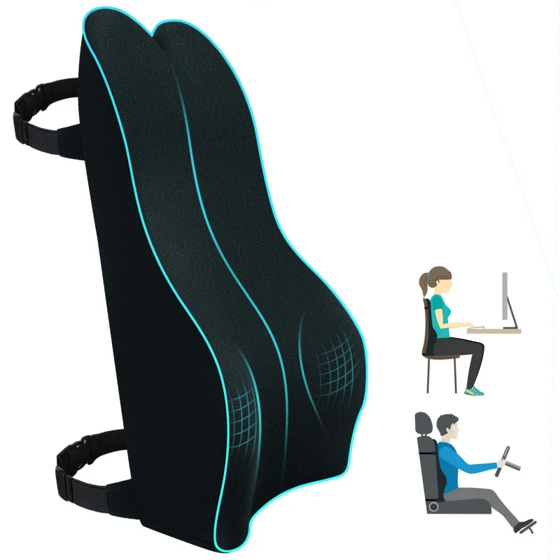 Thin and Light Back Cushion Lumbar Pillow for Home Chair, Office Chair,and Car Seat - Gray