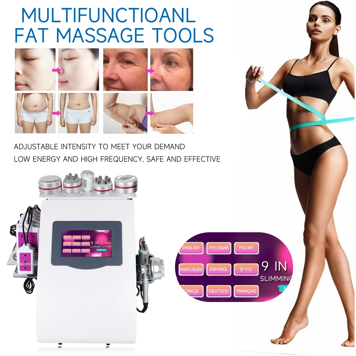 NEWGAGA 9 in 1 80K Cavitation Ultrasonic Weight Loss Machine KIM8 Skin Care Device Body Shaping Machine Anti Cellulite Massager