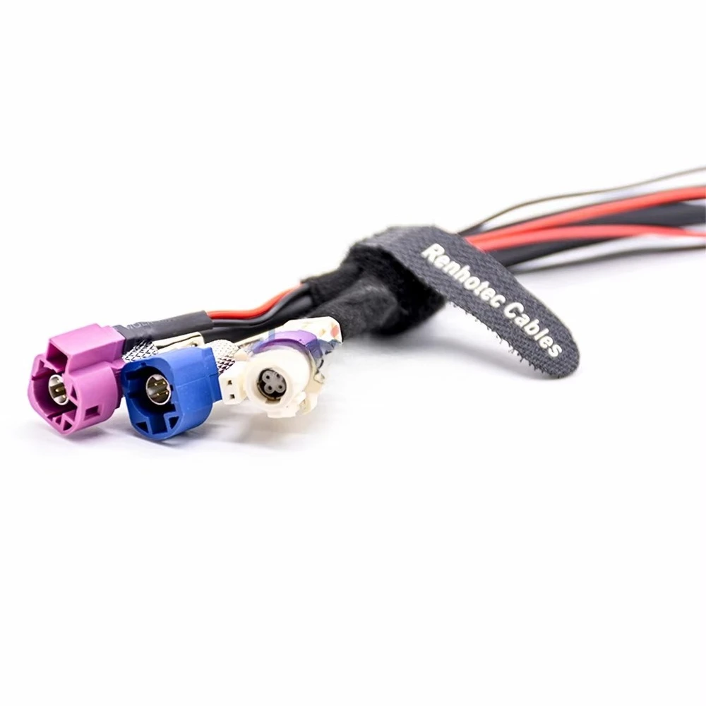 HSD B code 4p+2 female connector to two 4pin male connectors with splitter cable 50cm