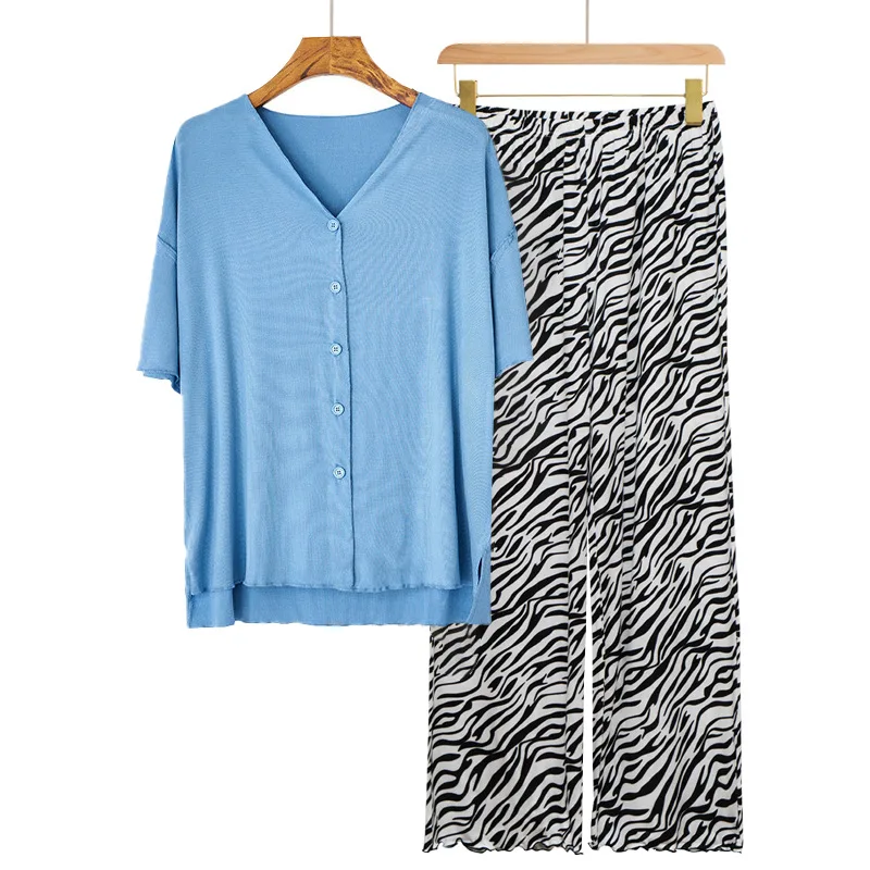 European Long Sleeve Trousers Sets 2026 New Loungewear Women's Sleepwear Two-piece Pajamas Home Suit For Women Modal Nightwear