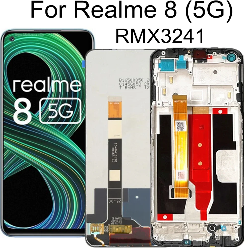 

ЖК-дисплей 6,40 "TFT для Realme 8 4G RMX3241, ЖК-дисплей с сенсорным экраном в сборе, замена для ЖК-дисплея Realme8