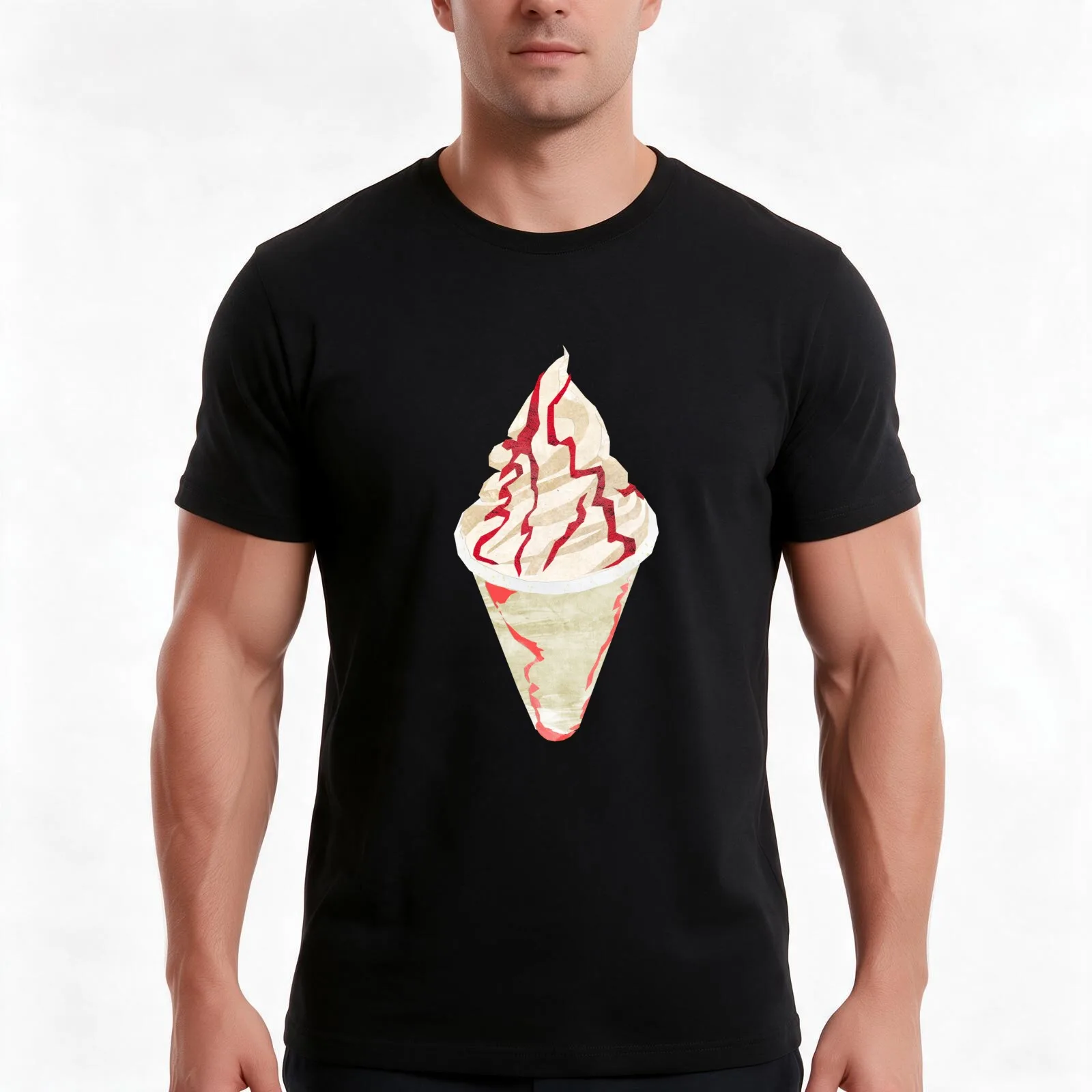 Ice lolly - raspberry ripple cup DELUXE T-Shirt, Summer Casual Cotton Tee, Oversized Streetwear Tops, Vintage Graphic Print