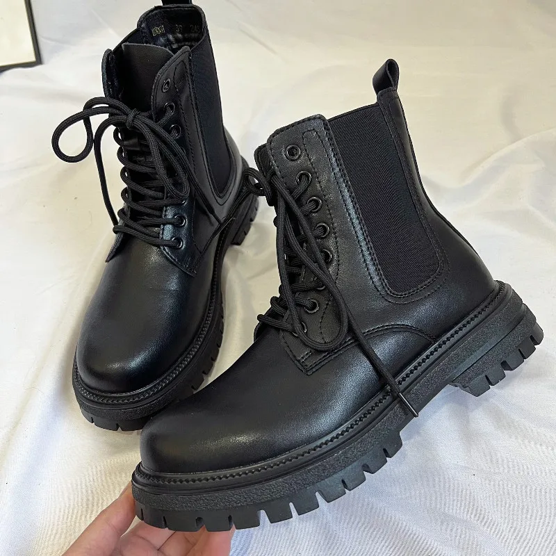 men fashion stage nightclub platform boots black designer shoes cowboy natural leather boot gentleman stylish cool ankle botas